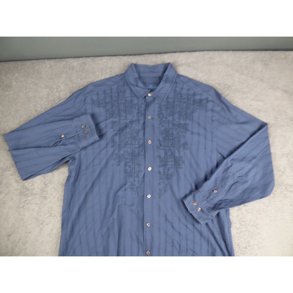 Tommy Bahama Other - Tommy Bahama Mens Blue Embroidered Long Sleeve Button Down Cotton Shirt Large